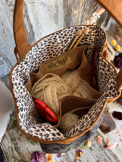 Premium Knitting and Crochet Organizer and Project Bag - Dark Paisley