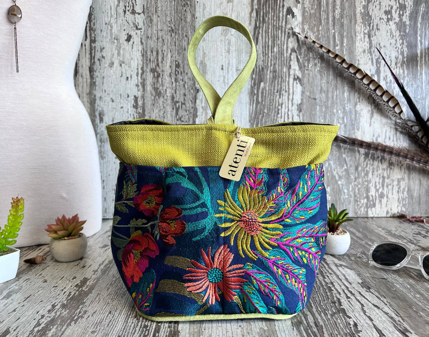 Premium Knitting and Crochet Organizer and Project Bag - Blue Floral
