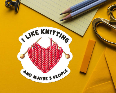 I like Knitting and 3 People Sticker
