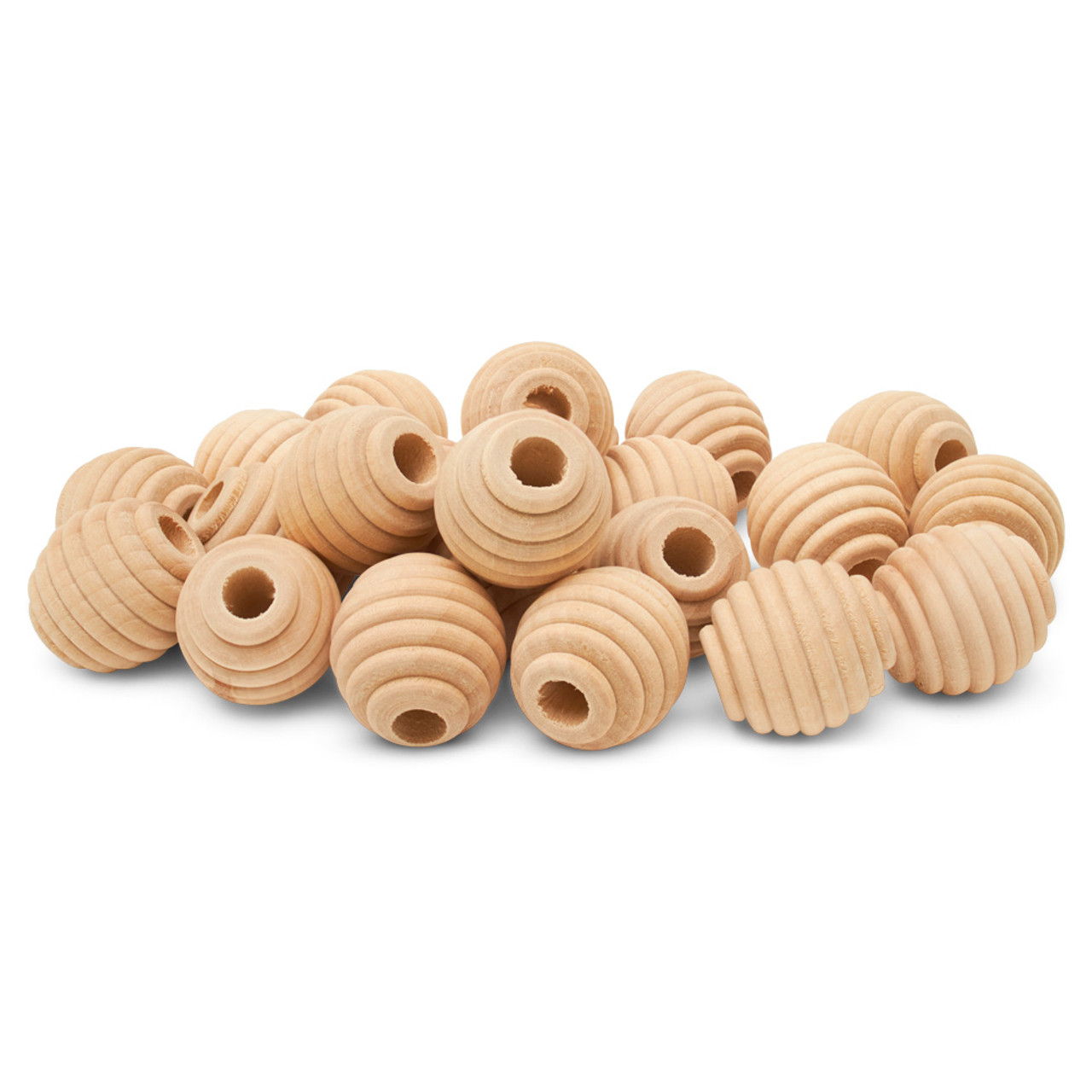 Round Wood Beehive Bead, 1"
