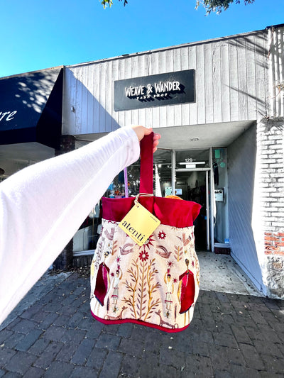 Premium Knitting and Crochet Organizer and Project Bag -  Red Harvest Inspired Floral