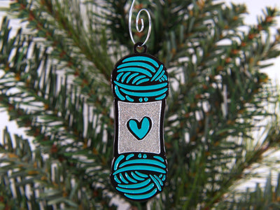 Teal Yarn Skein Ornament