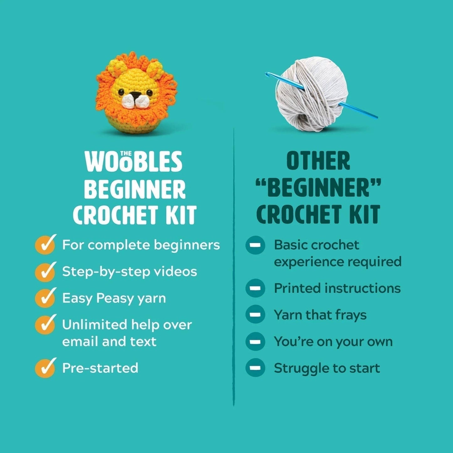 Woobles Rainbow Narwhal Beginner Crochet Kit