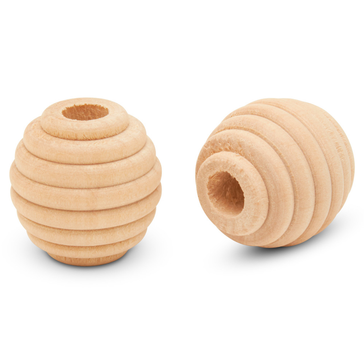 Round Wood Beehive Bead, 1"
