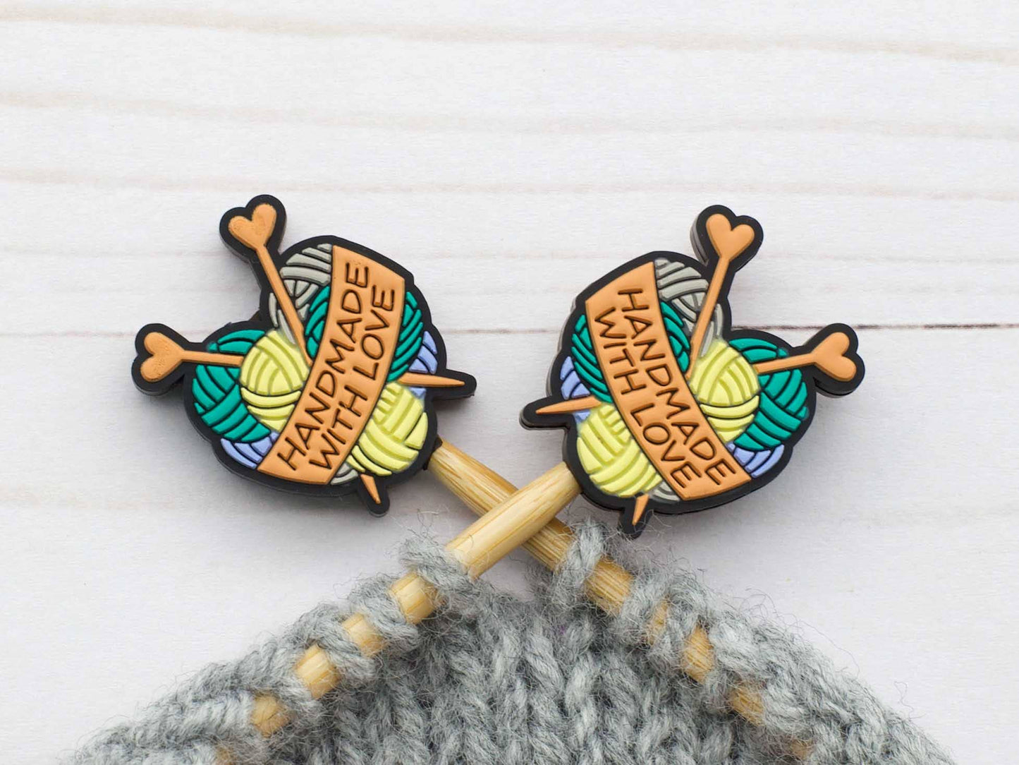 Handmade With Love Orange | Stitch Stoppers Knitting Notions