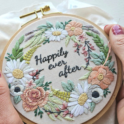 "Happily Ever After" romantic florals embroidery kit