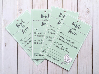 Set of 10, 25 or 50 Hand Knit with Love Instruction Tags