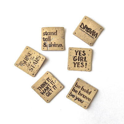 Cork Sew-In Labels: Girl Power Pack