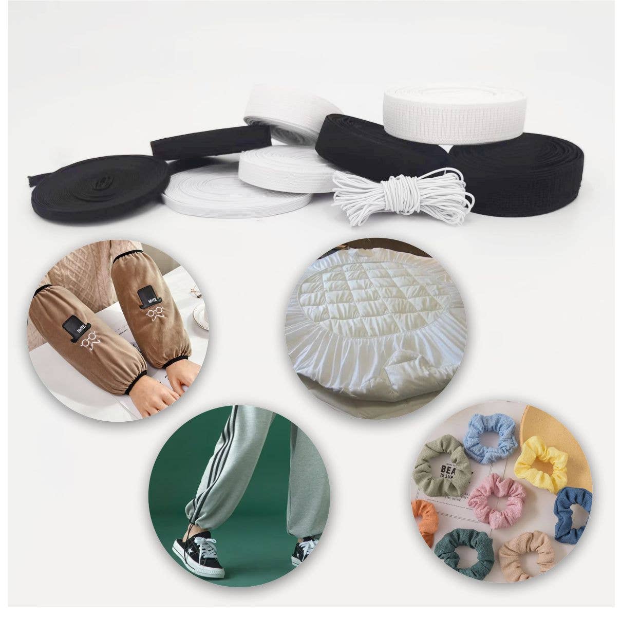 Darnn White Elastic (20mm x 4meters), Wide Elastic Band