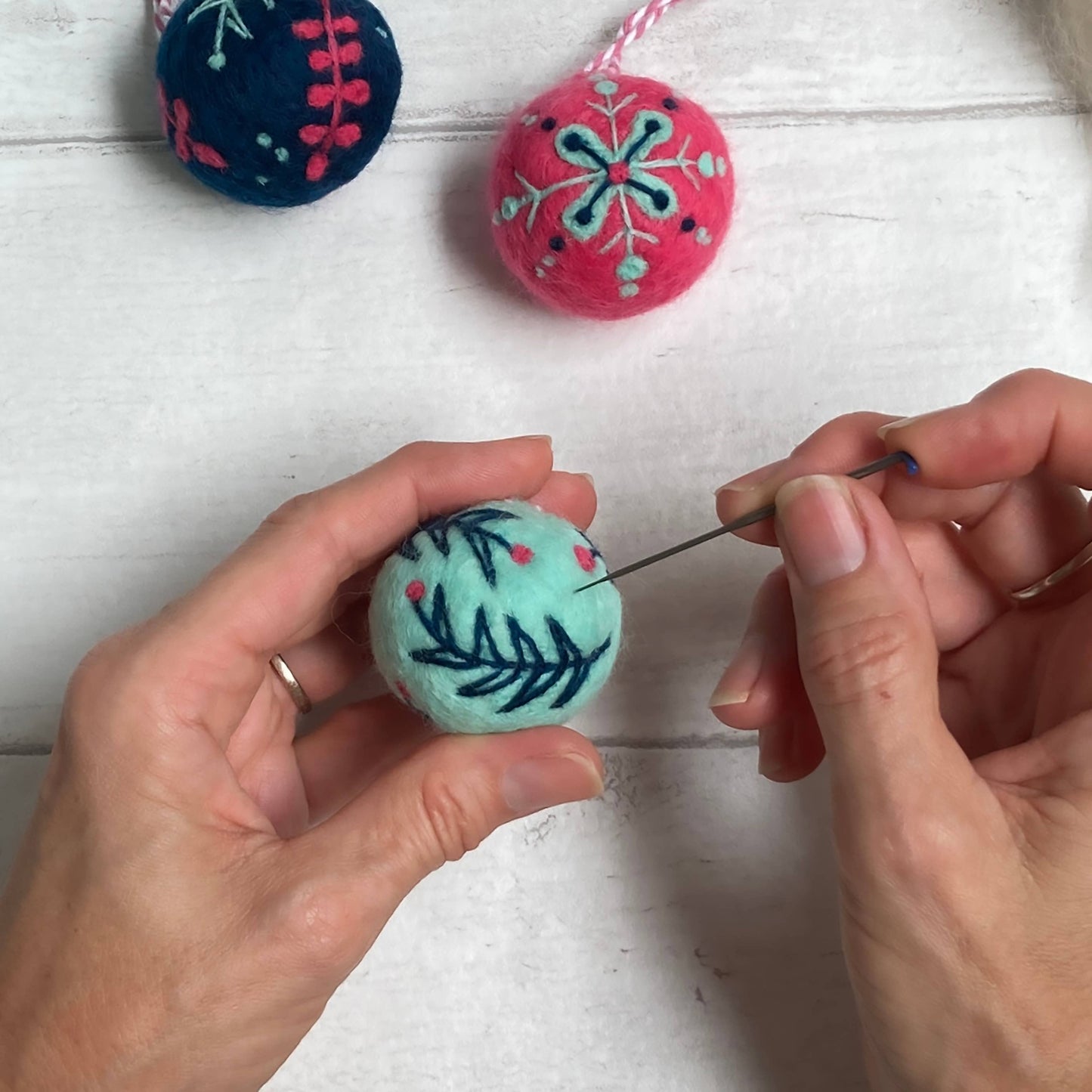 Needle Felting Kit -  Christmas Baubles