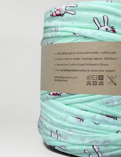 Mint bunny patterned t-shirt yarn (100-120m)
