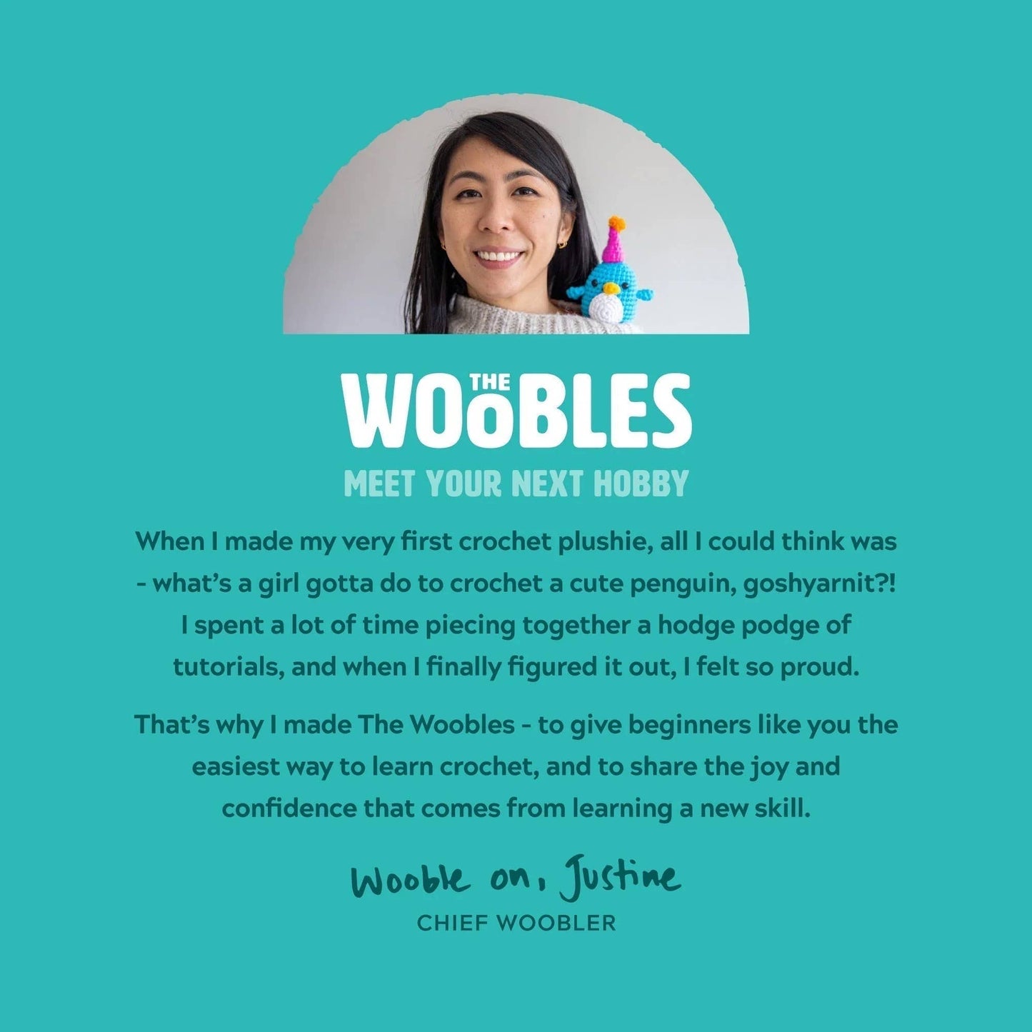 Woobles Rainbow Narwhal Beginner Crochet Kit
