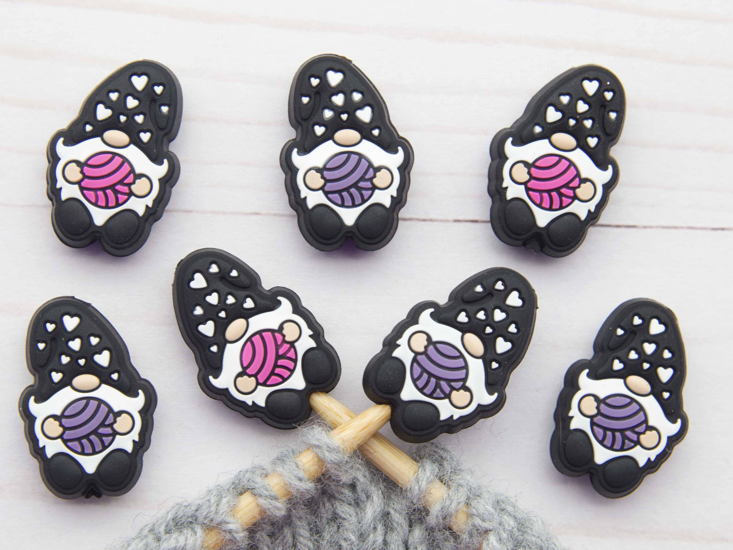 Black Yarn Loving Gnome | Stitch Stoppers Point Protectors