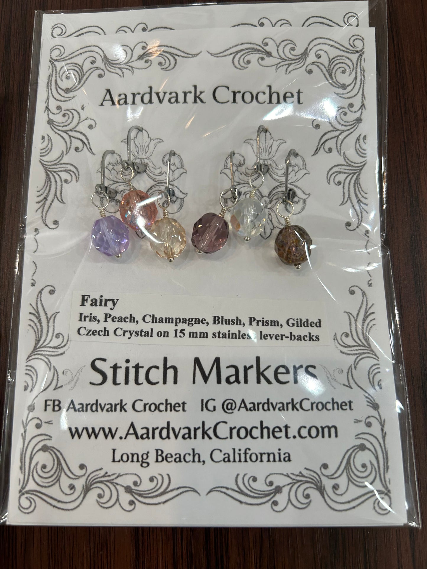 Crochet Crystal Stitch Markers - Set of 6