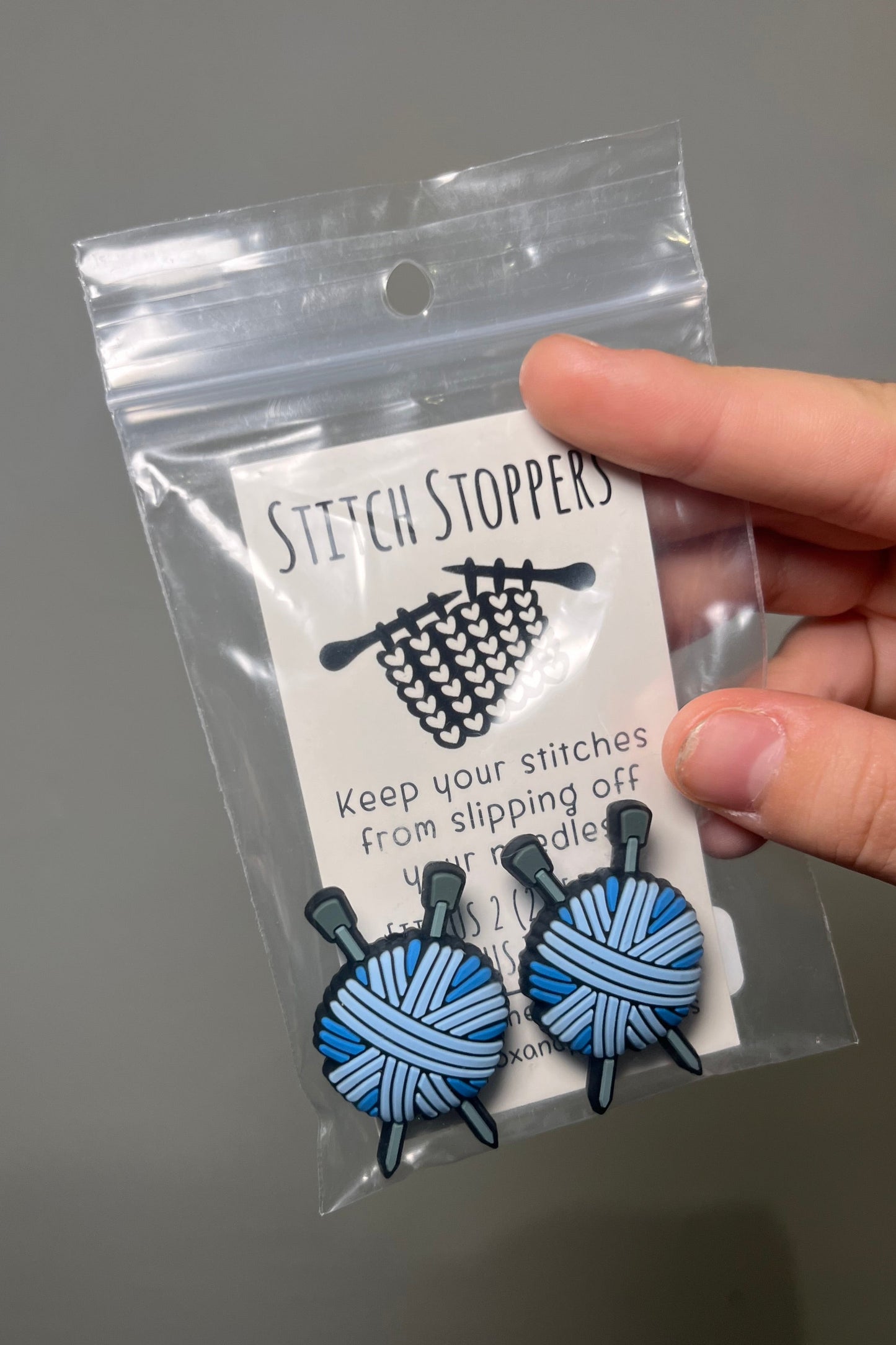 Blue Yarn Ball Stitch Stoppers
