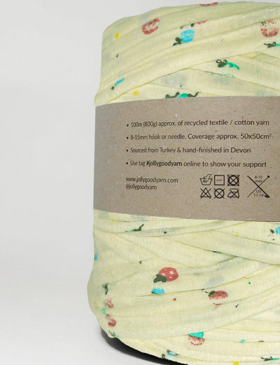 Yellow patterned t-shirt yarn (100-120m)