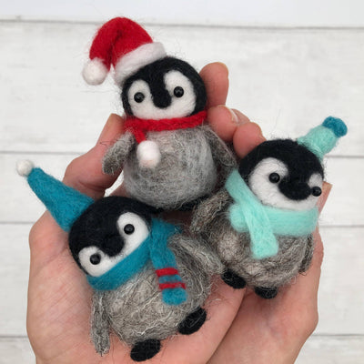 Needle felting kit - Baby Penguins