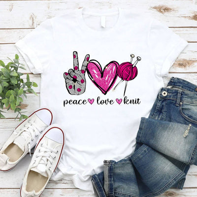 Peace Love Knit Shirt, Knitting Shirt, Yarn Knitter Shirt