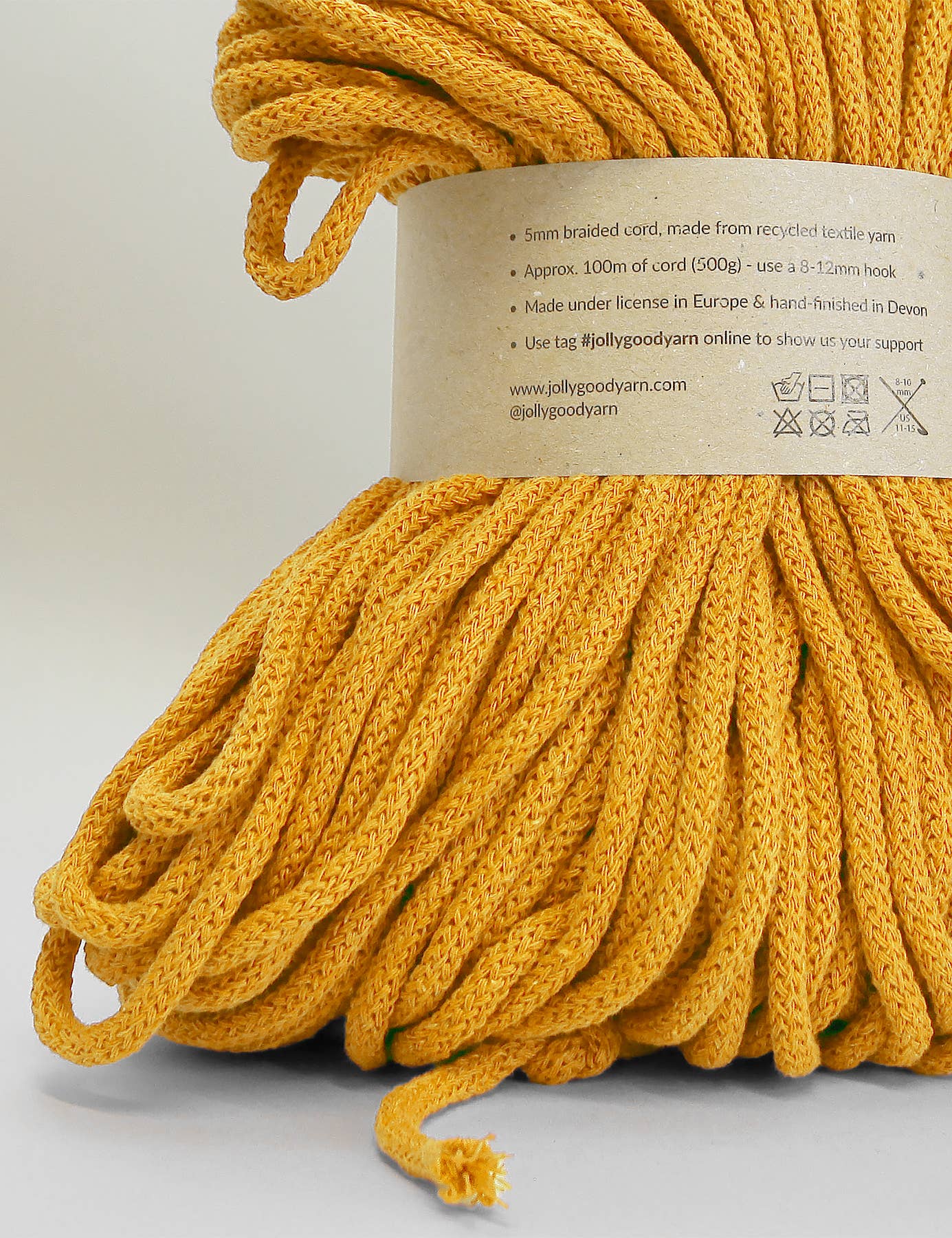 5mm Shaldon Yellow recycled cotton macrame cord (100m)