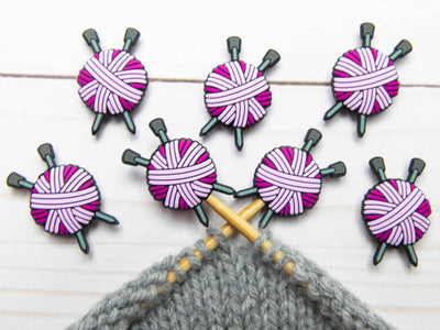 Pink Yarn Ball Stitch Stoppers