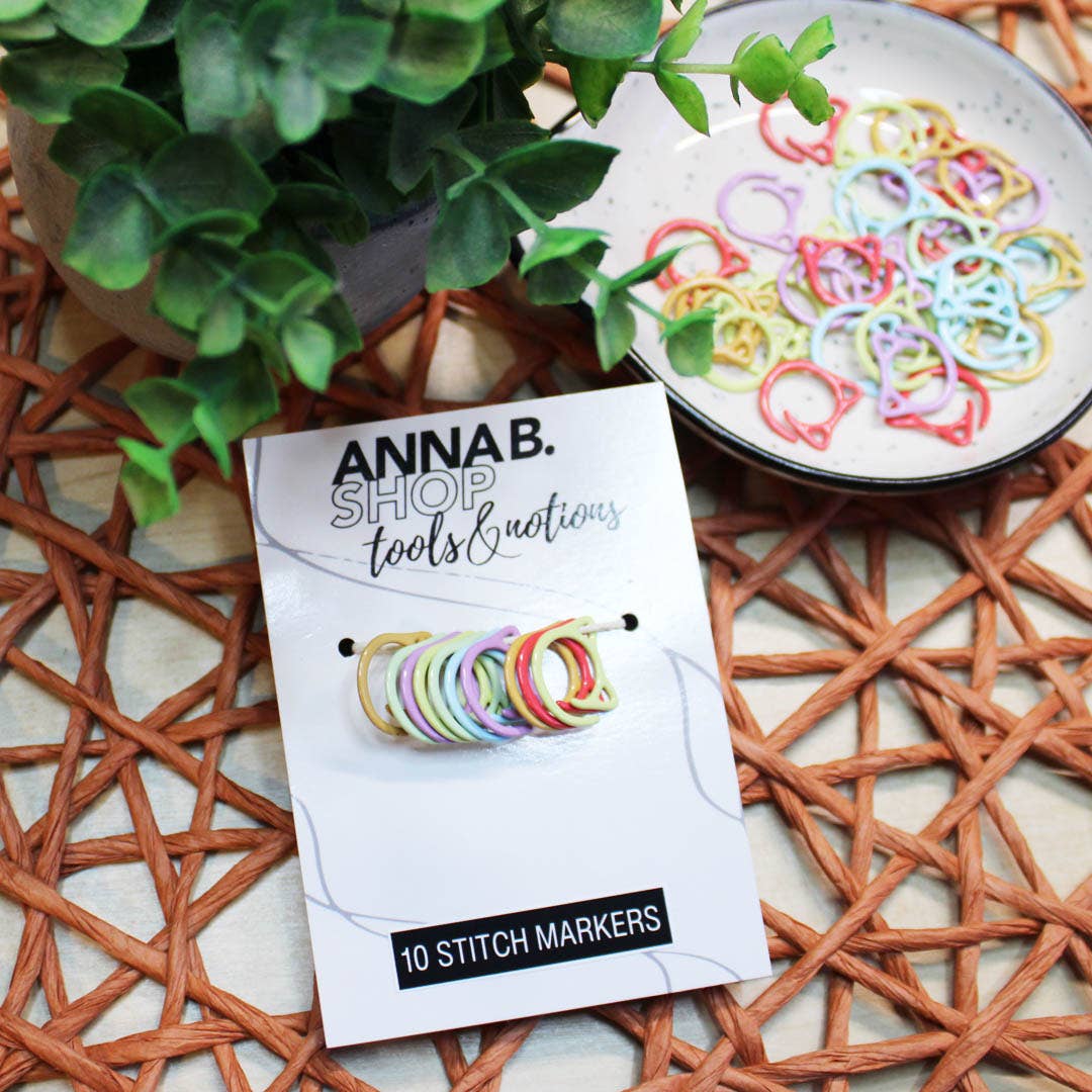 Cat Shaped Spiral Stitch Markers, Set of 10