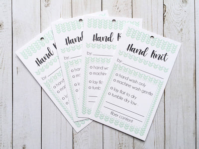 Set of 10, 25 or 50 Knit Stockinette Stitch Instruction Tags
