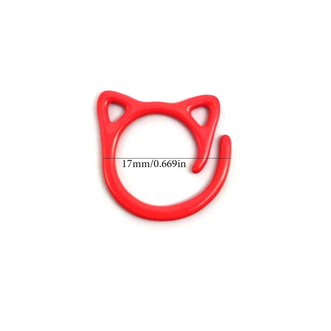 Cat Shaped Spiral Stitch Markers, Set of 10