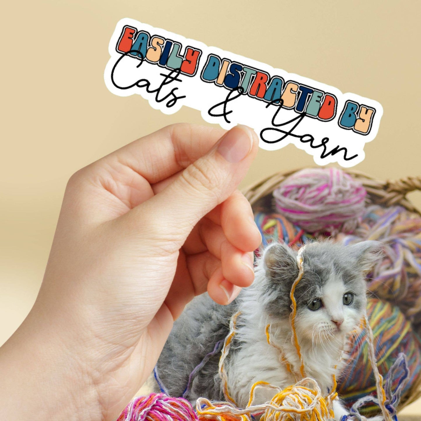 Easily Distracted By Cats & Yarn Sticker