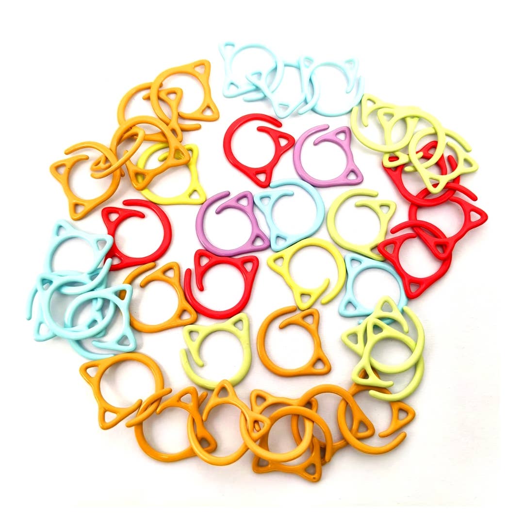 Cat Shaped Spiral Stitch Markers, Set of 10