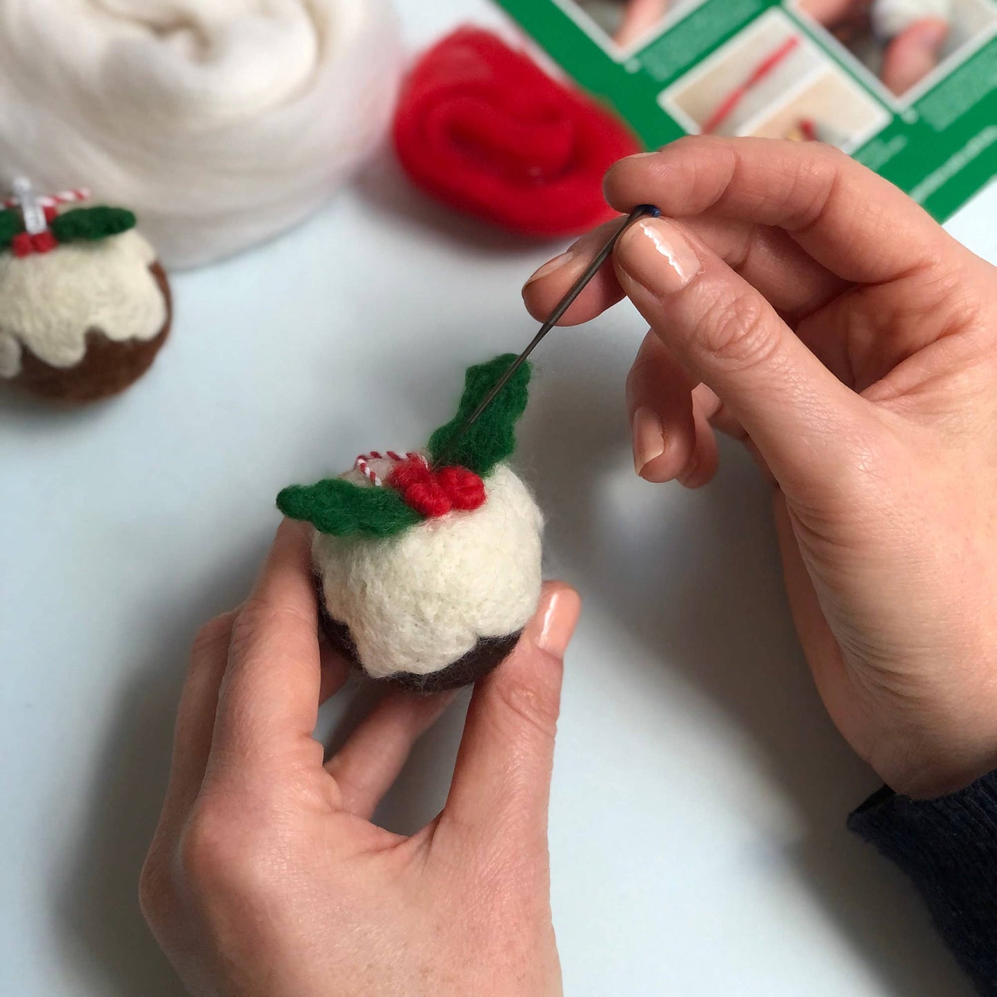 Needle Felting Kit Christmas Puddings - Make TWO decorations