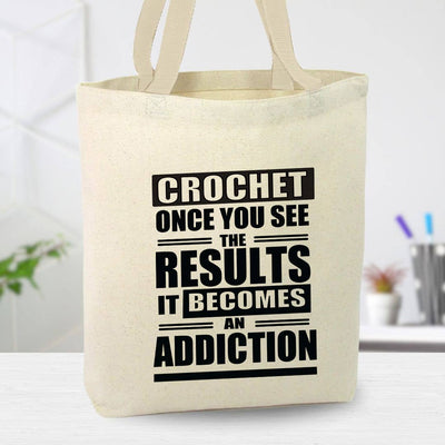 Crochet Addiction Canvas Tote Bag, Custom