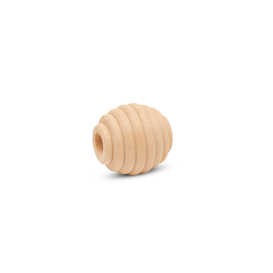 Round Wood Beehive Bead, 1"