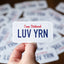 Luv Yrn License Plate Sticker