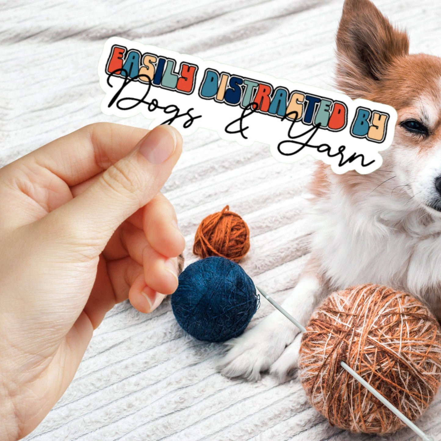 Easily Distracted By Dogs & Yarn Sticker