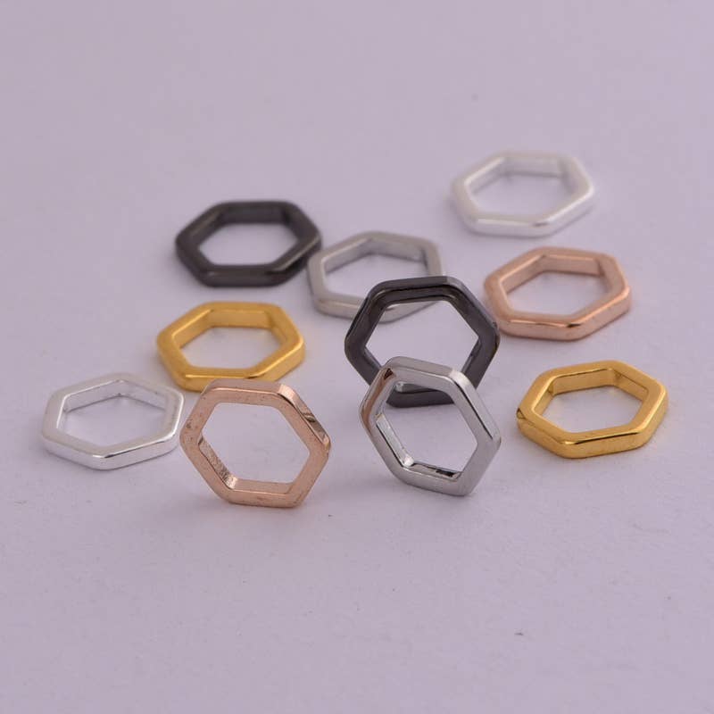 Gold Hexagon Stitch Markers - Set of 10