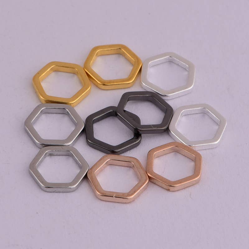 Gold Hexagon Stitch Markers - Set of 10
