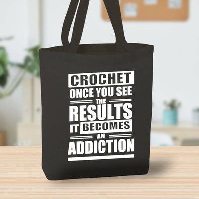 Crochet Addiction Canvas Tote Bag, Custom