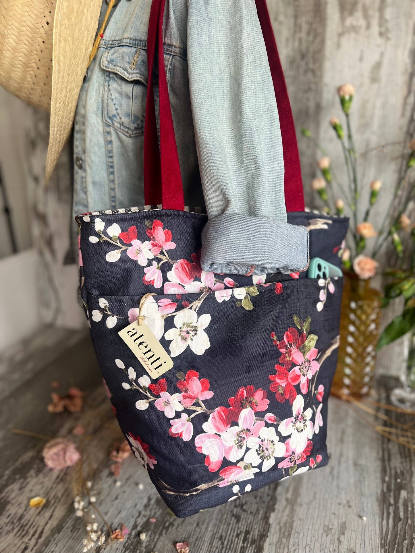 Knitting and Crochet Organizer USA made Project Bag: Spring Night Bon Bucket