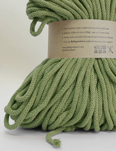 5mm Buckfast Green recycled cotton macrame cord (100m)