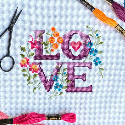 Love - Four Letter Floral Cross Stitch Kit