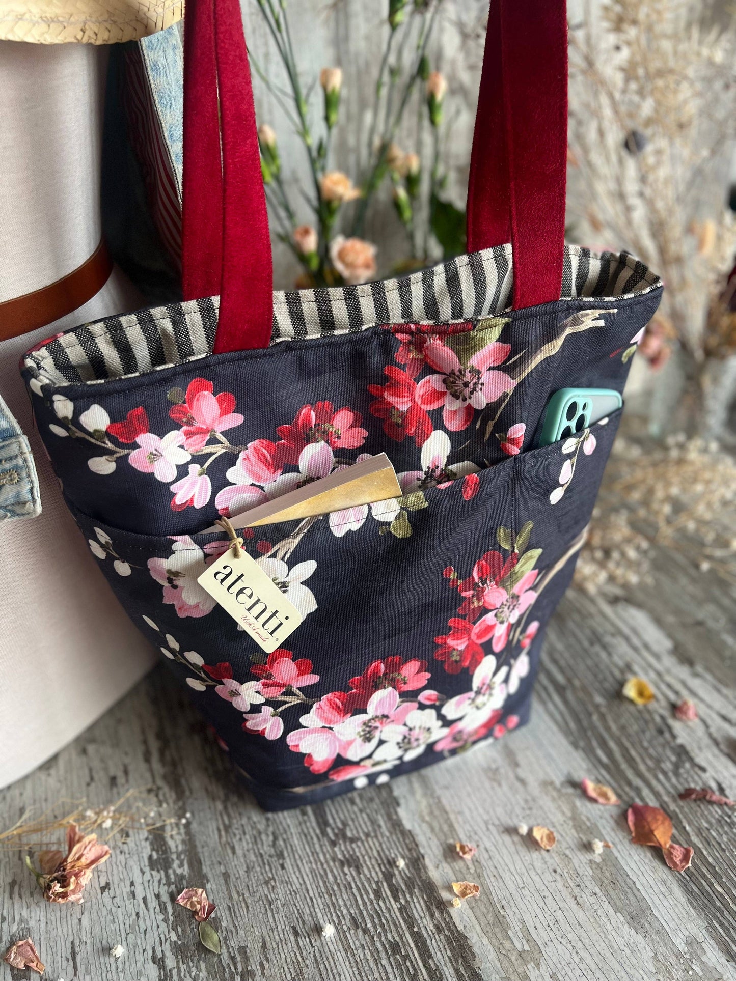 Knitting and Crochet Organizer USA made Project Bag: Spring Night Bon Bucket