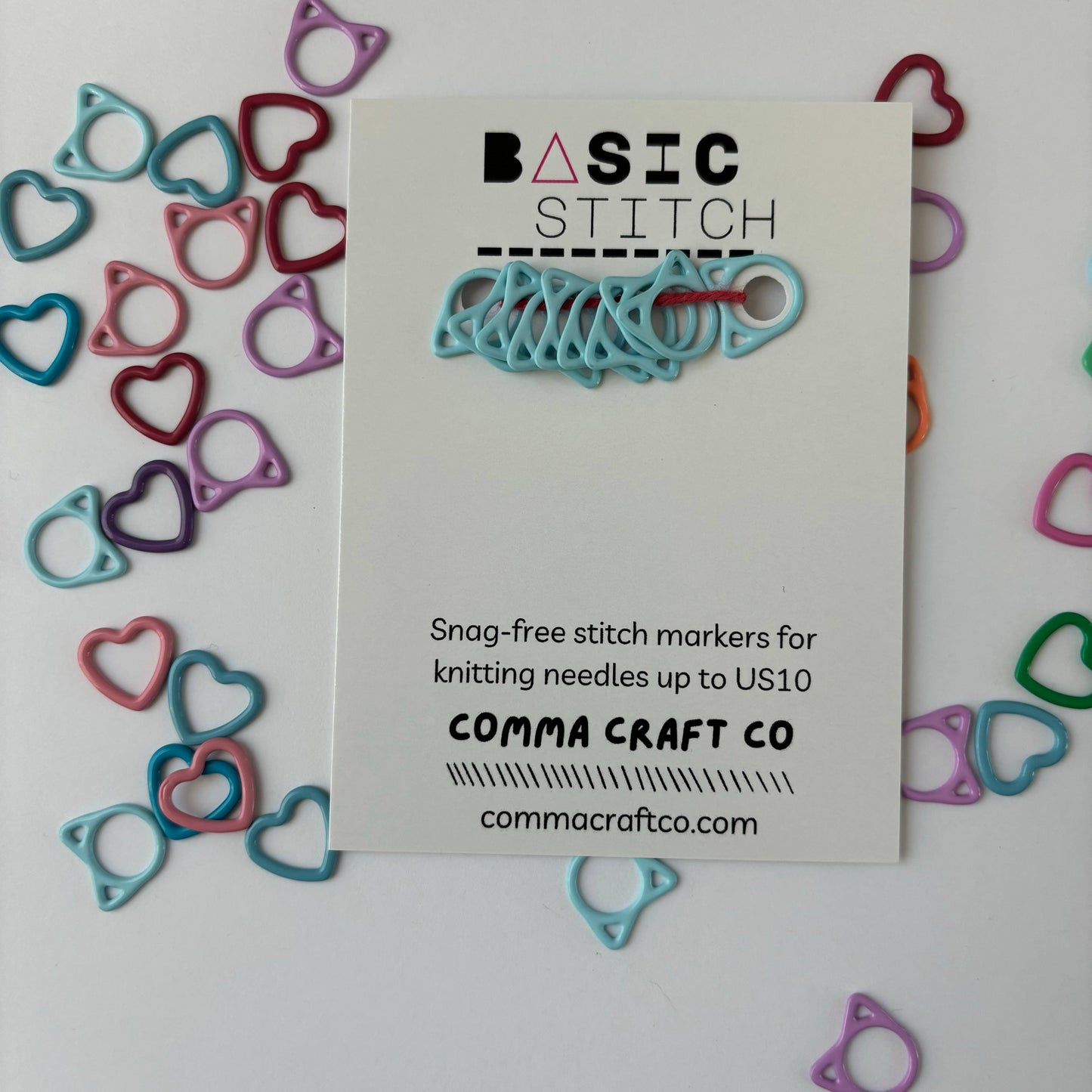 Basic Stitch Set Snag-Free Metal Stitch Markers Cat + Heart