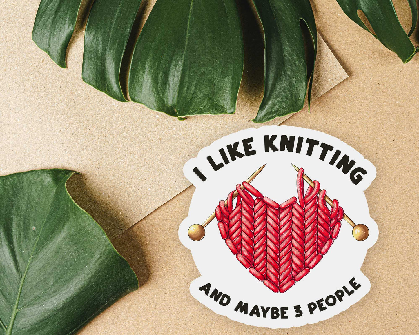 I like Knitting and 3 People Sticker