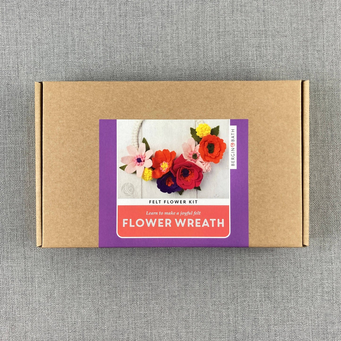Felt flower and macrame kit. Make a bright spring wreath.