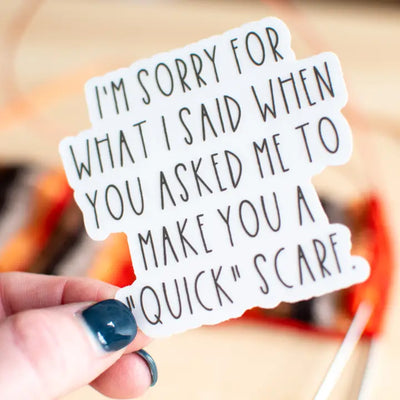 I'm Sorry for What I said when you asked me to make you a quick scarf