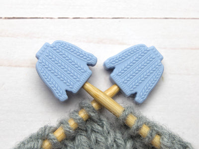 Blue Cable Knit Sweater | Stitch Stoppers Point Protectors