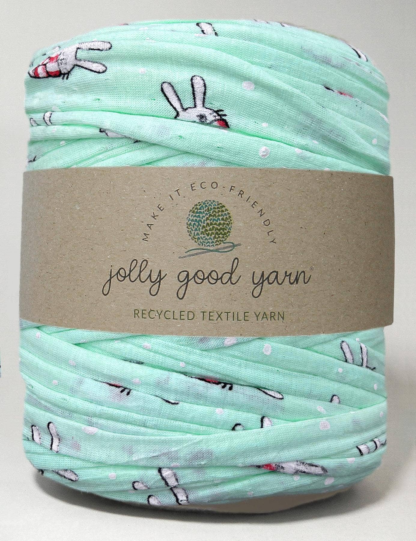 Mint bunny patterned t-shirt yarn (100-120m)