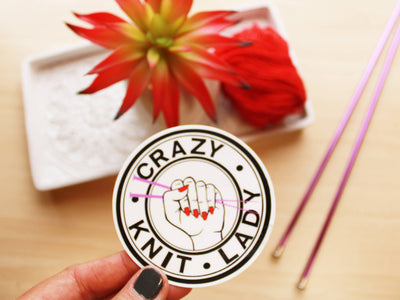 Crazy Crochet and Knit Lady Sticker