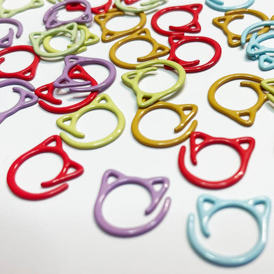 Cat Shaped Spiral Stitch Markers, Set of 10