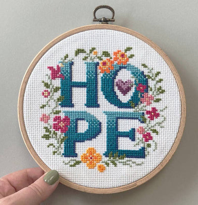 Hope - Four Letter Floral Modern Cross Stitch Kit